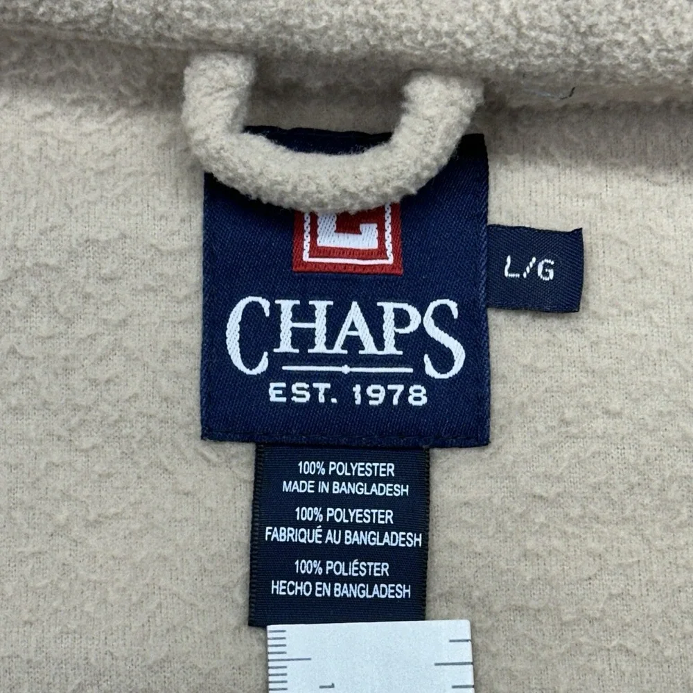 Chaps Mens Large 100% Polyester 83410E Tan Brown WPL-125 Full Zip Fleece Jacket